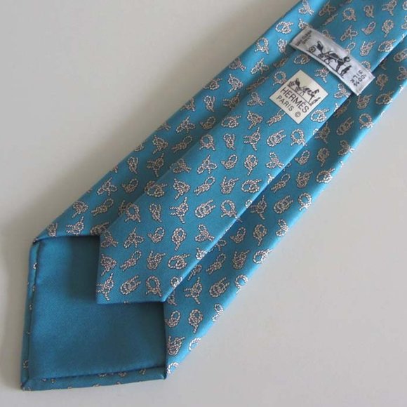 new HERMES 5295 TA sailor knots print silk tie France - Picture 2 of 6